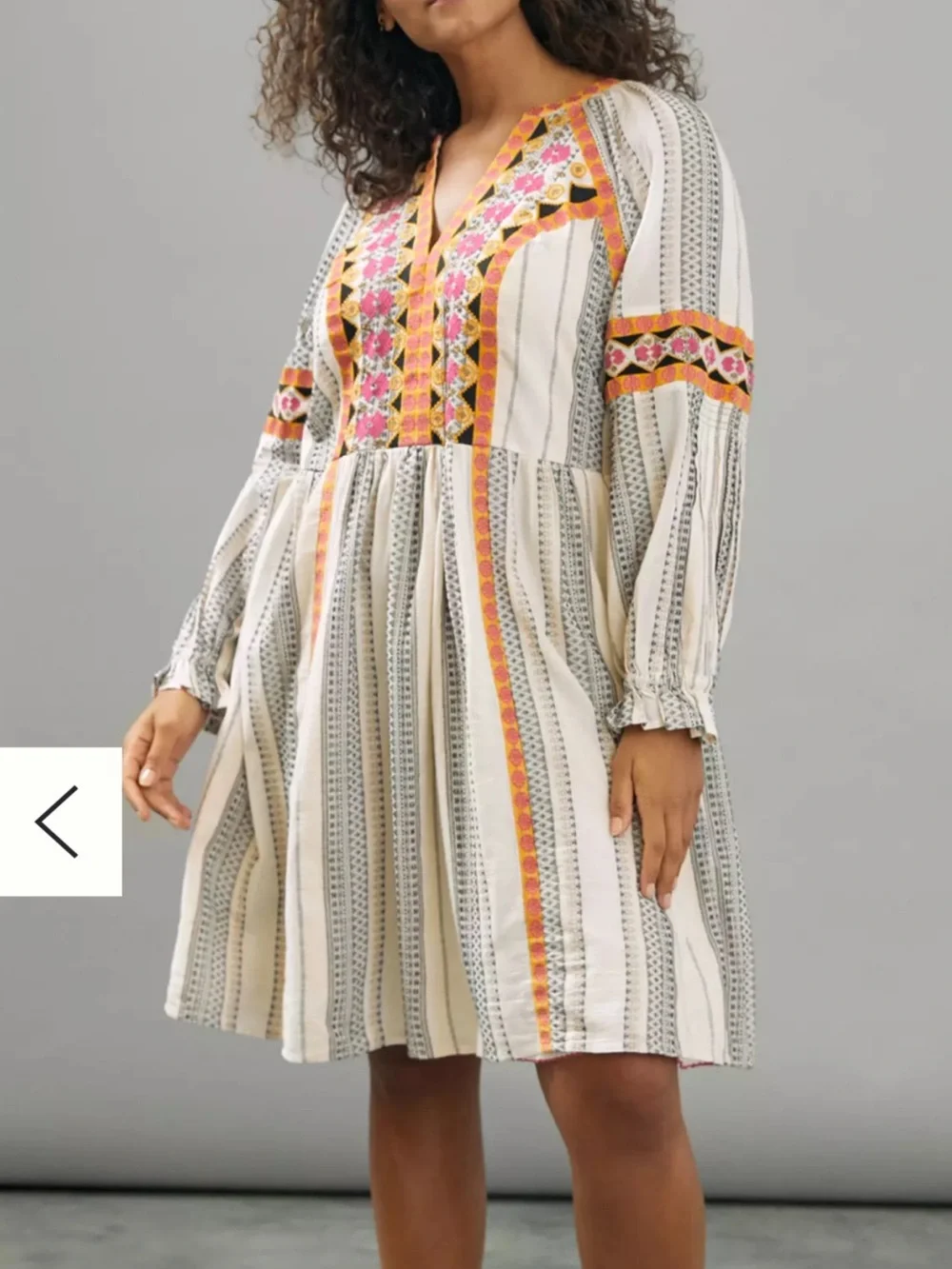 Anthropologie Cream Midi Dress with Pink & Orange Embroidery - Picture 10 of 13